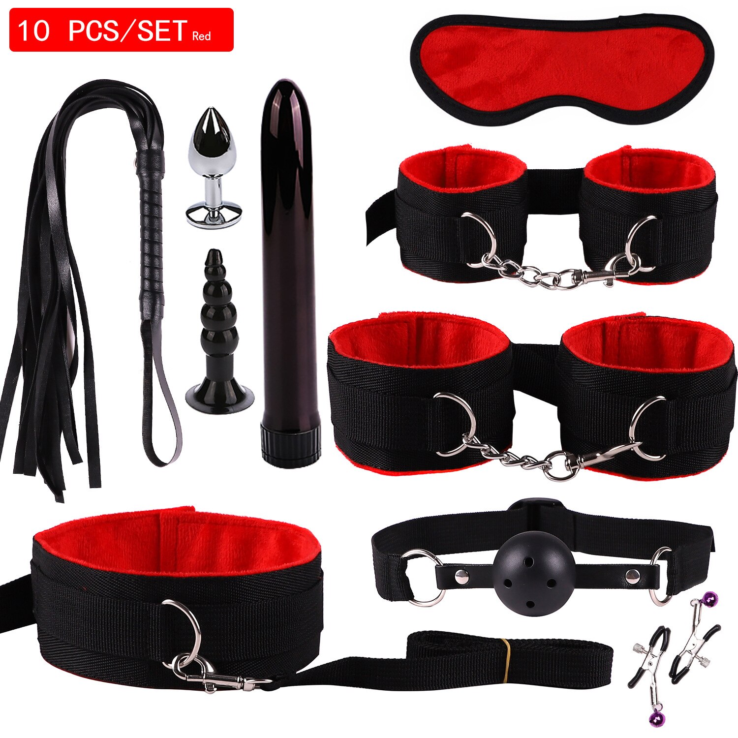 3 colors Exotic Sex Products For Adults Games Bondage Set BDSM Kits Handcuffs Sex Toys Whip Gag Tail Plug Women Accessories - Image 4